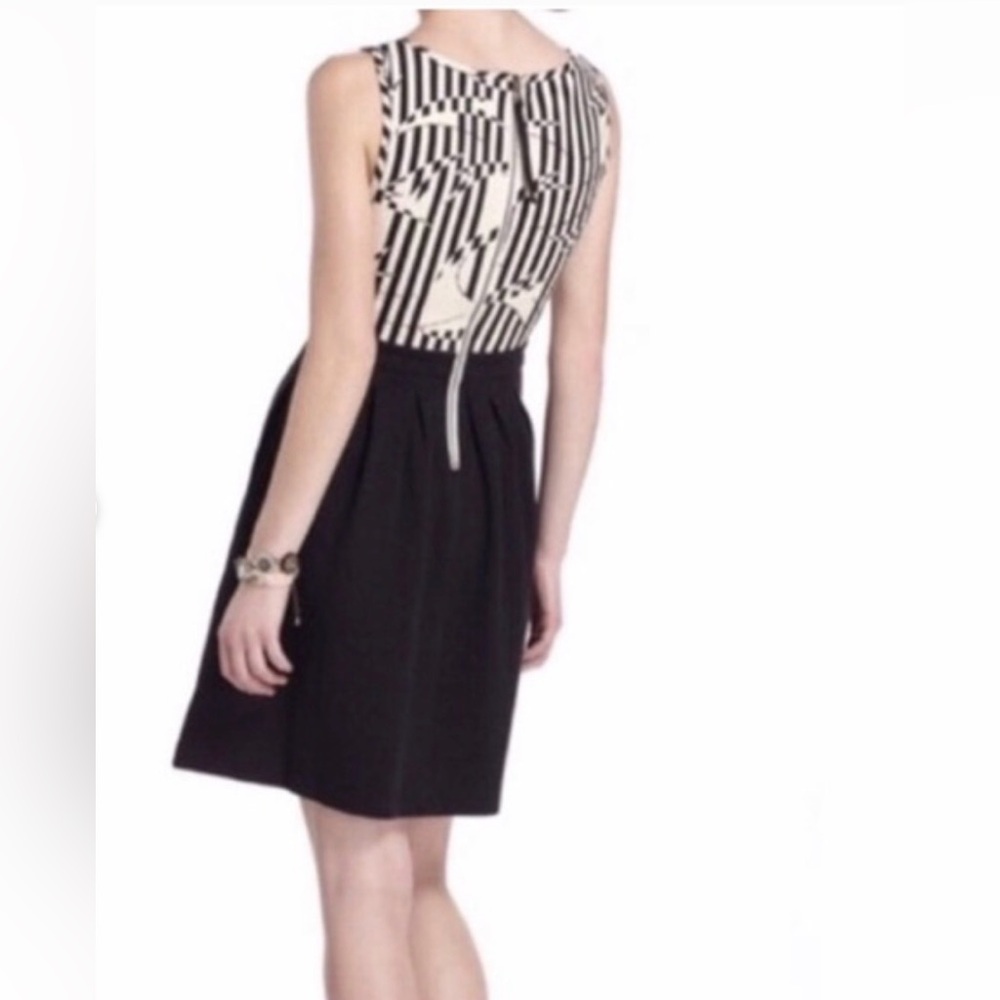 Anthropologie Postmark Dress, black white, lace A line fit and flare, 8 medium - Picture 2 of 5